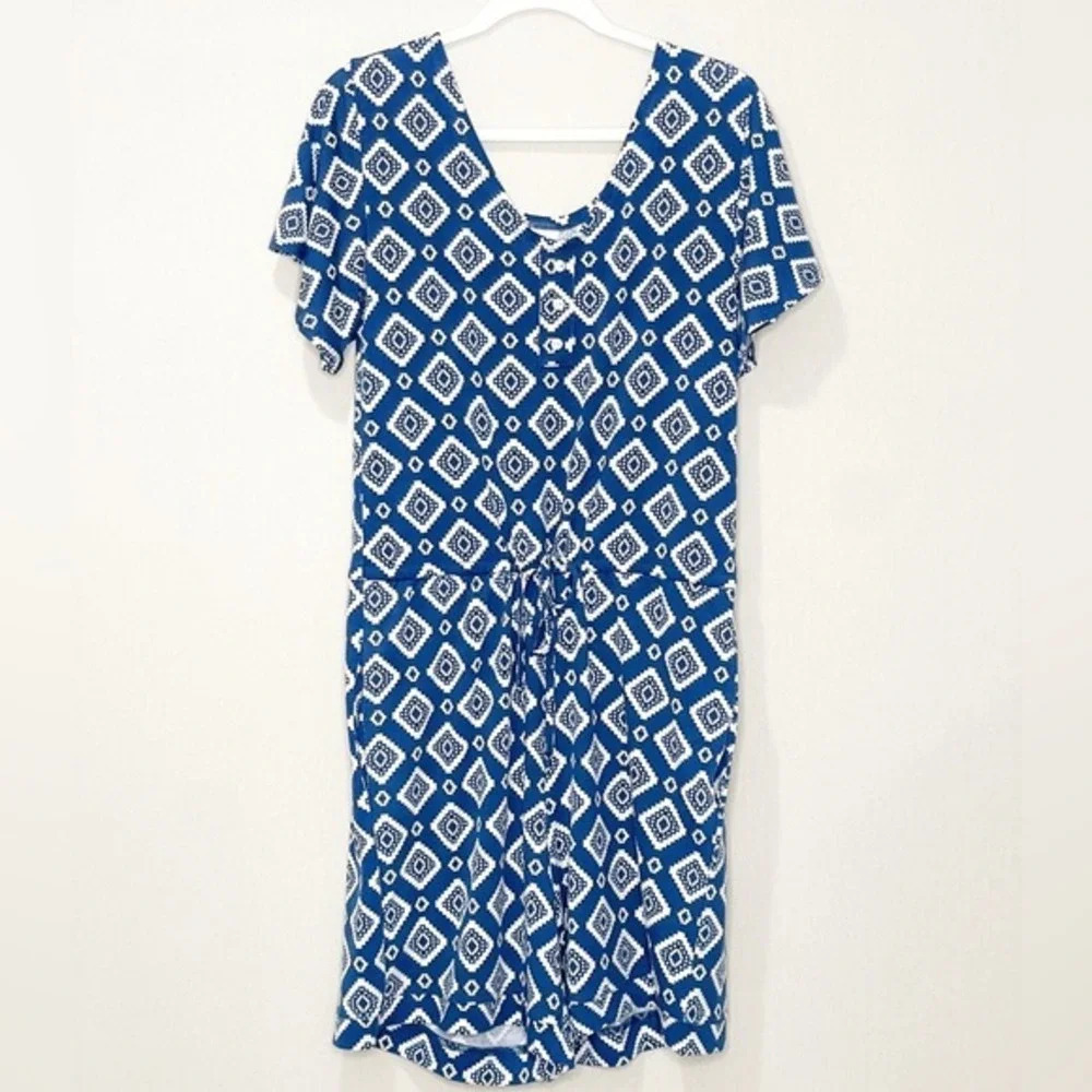 Lularoe Xanthe Romper Aztec Print Boho Blue White Size XS NWOT